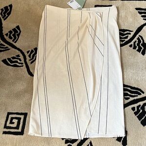 H&M Cream Pencil Skirt with Black Stripes